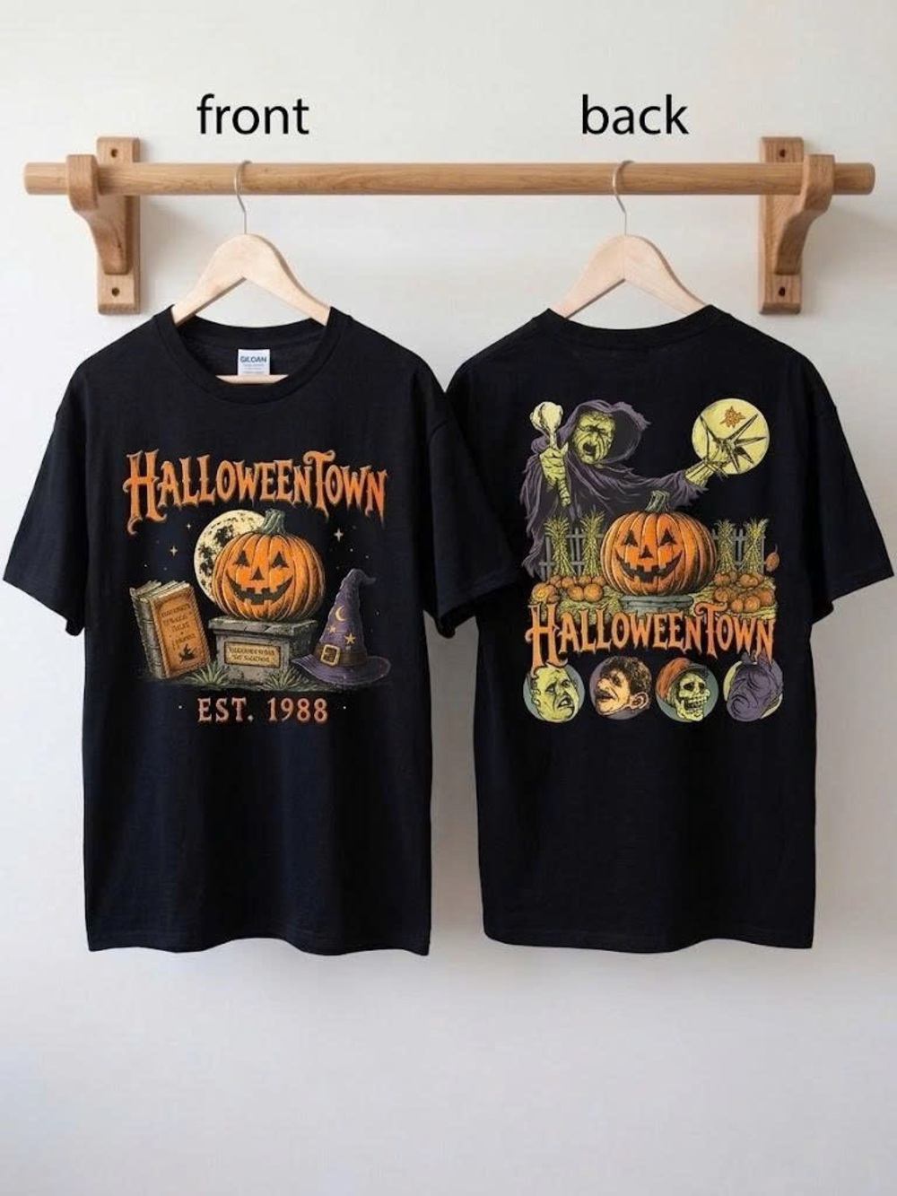 Vintage Halloweentown Est 1988 T-Shirt Double Sided Halloween Graphic Tee